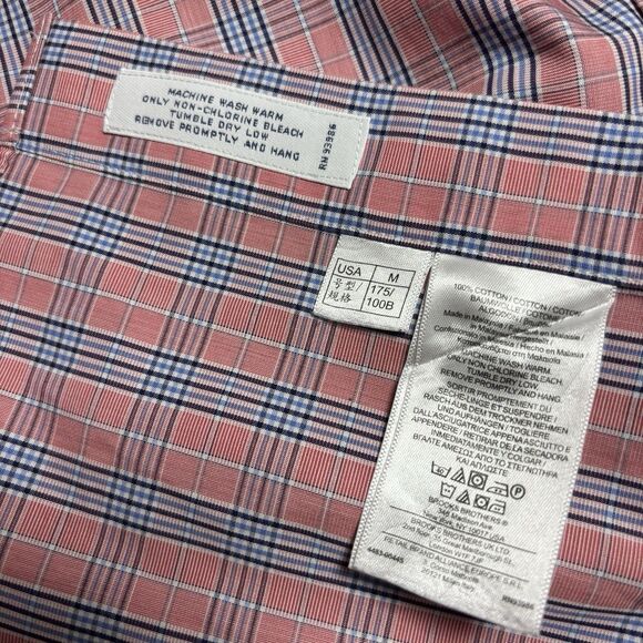 Brooks Brothers 1818 Men's XL Coral Pink Plaid Long Sleeve Button Down Shirt - Picture 8 of 8